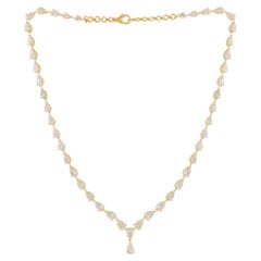 Real 17.65 Carat Pear Shape Diamond Necklace 18 Karat Yellow Gold Fine Jewelry