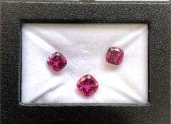 17.65 Carats Rubellite 3 Pieces Cushion Cut Layout For Jewelry Natural Gemstone