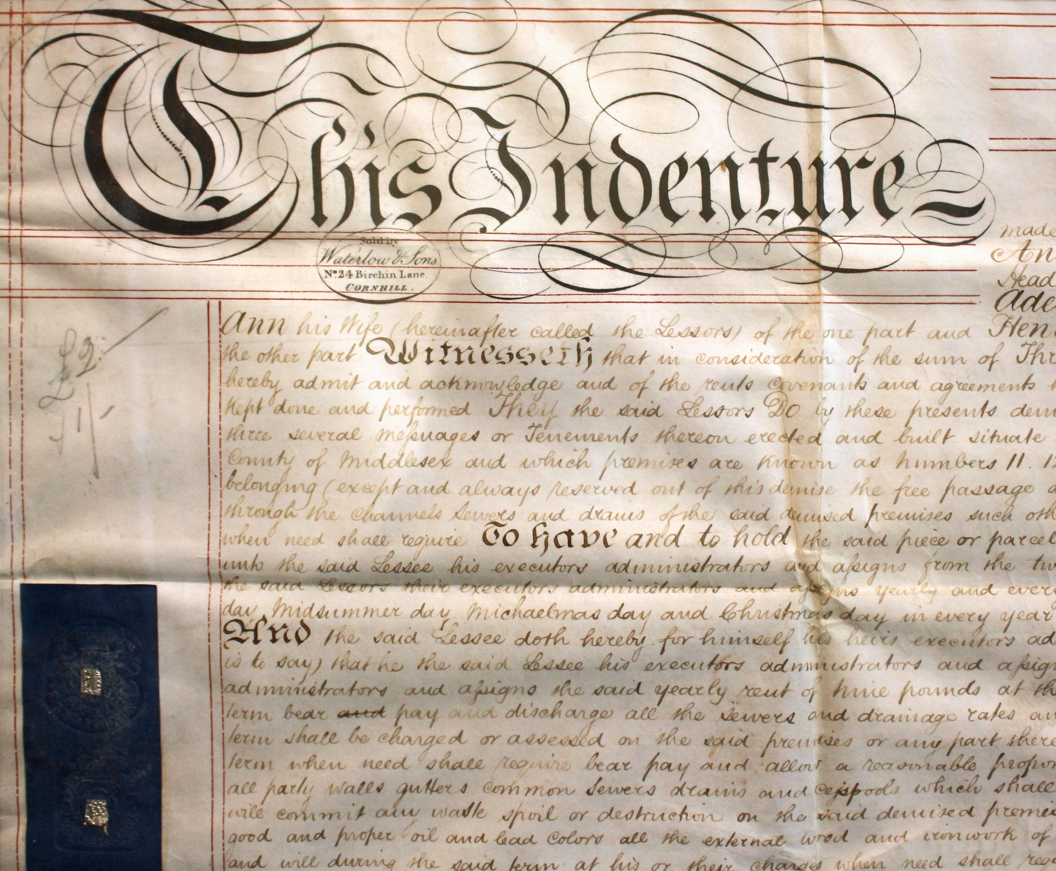 Other 1765 Indenture on Parchment