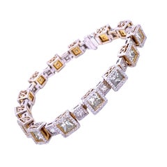 17.66 Carat Princess Cut Diamond Tennis Bracelet with Halo