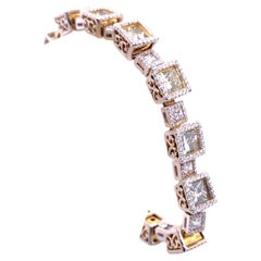 17.66 Carat Princess Cut Diamond Tennis Bracelet with Halo