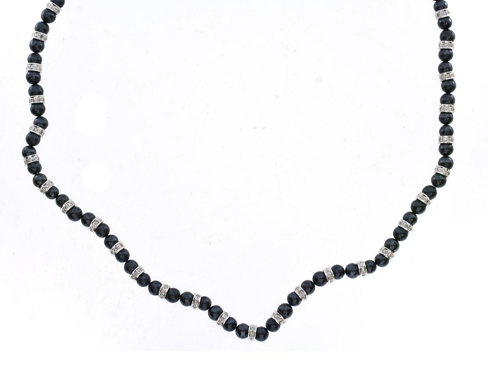 Round Cut 176.6 Carat White and Black Diamond Necklace