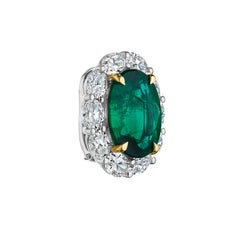 17.67ct Oval Emerald & Diamond Earrings in 18KT Gold