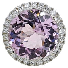 17.68 Karat Kunzit Rund Diamant Weißgold Ring