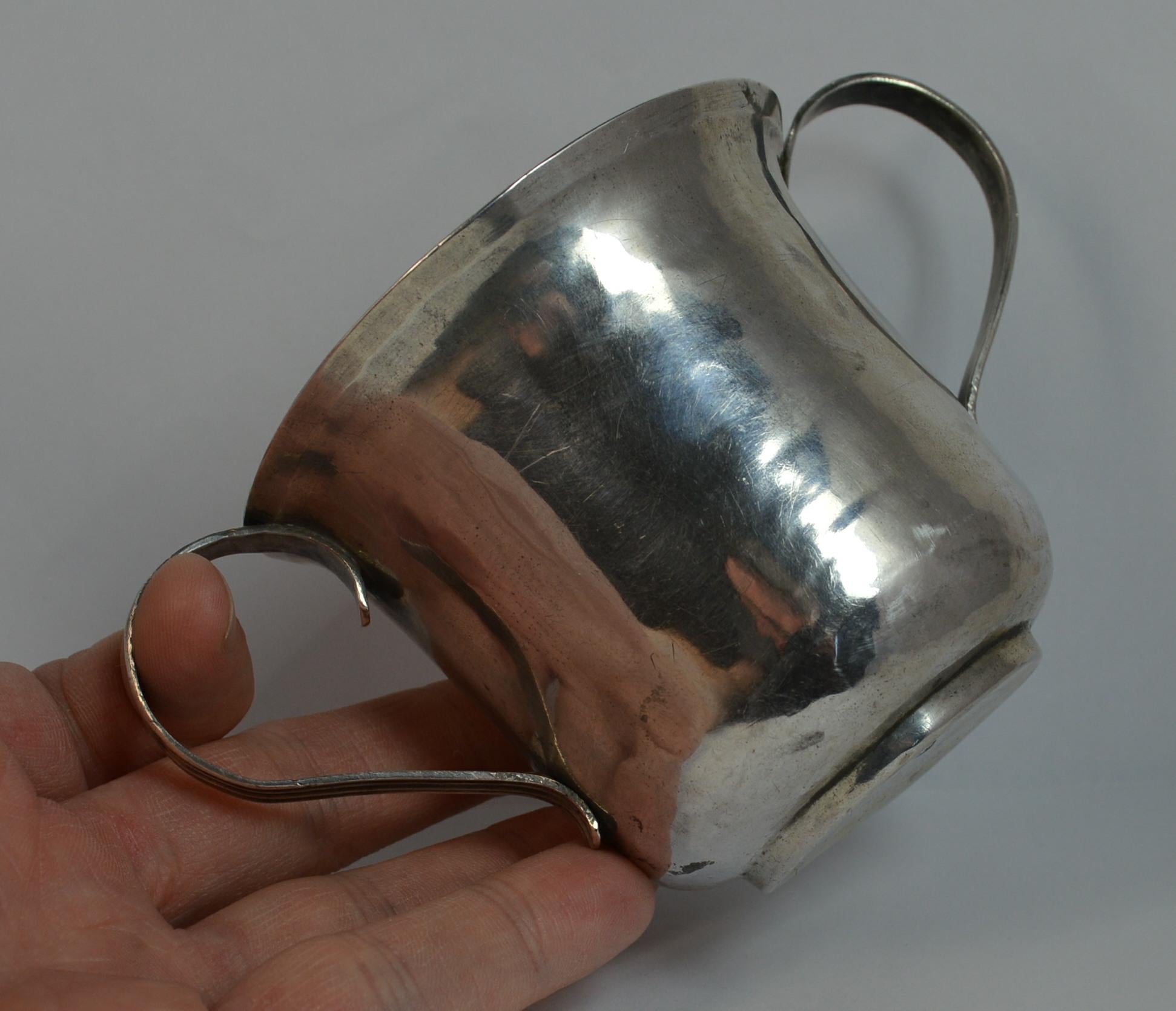 1768 Georgian Plain Original English Silver Two Handled Porringer Cup In Good Condition In St Helens, GB