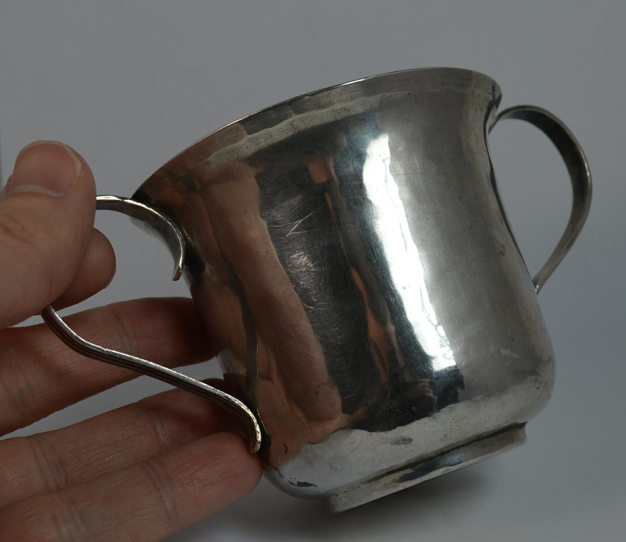 Women's or Men's 1768 Georgian Plain Original English Silver Two Handled Porringer Cup
