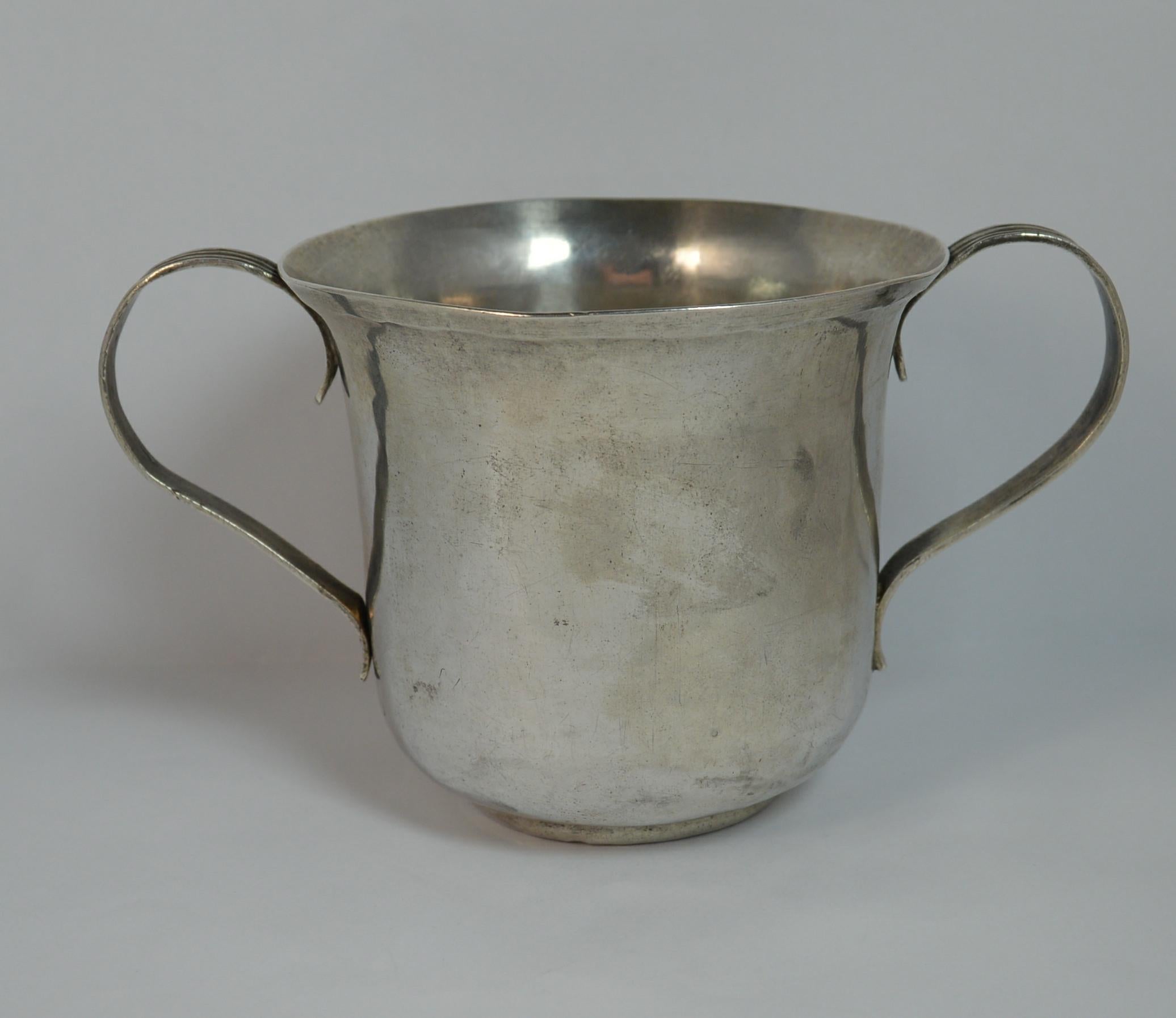 1768 Georgian Plain Original English Silver Two Handled Porringer Cup 1