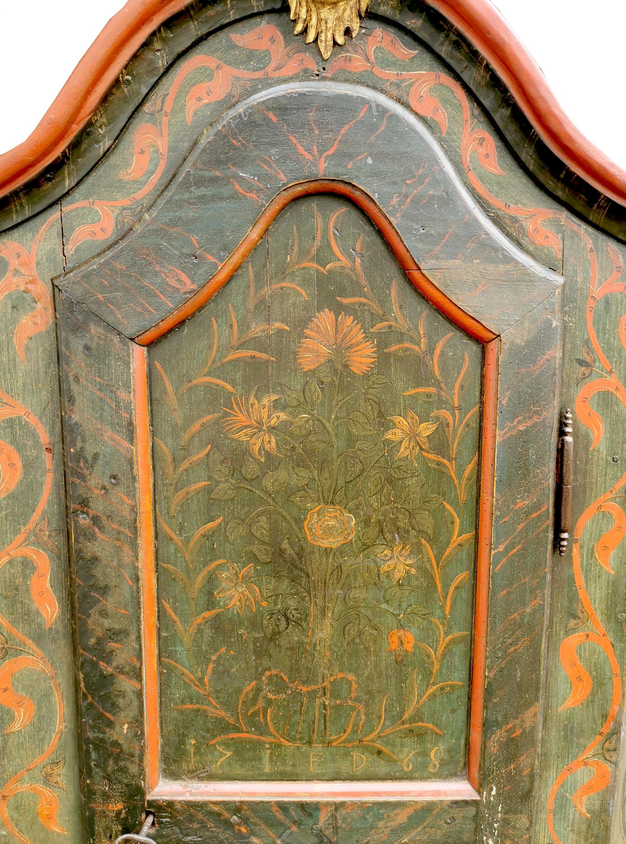 Mid-18th Century 1768 Green Painted Wardrobe, Central Europe