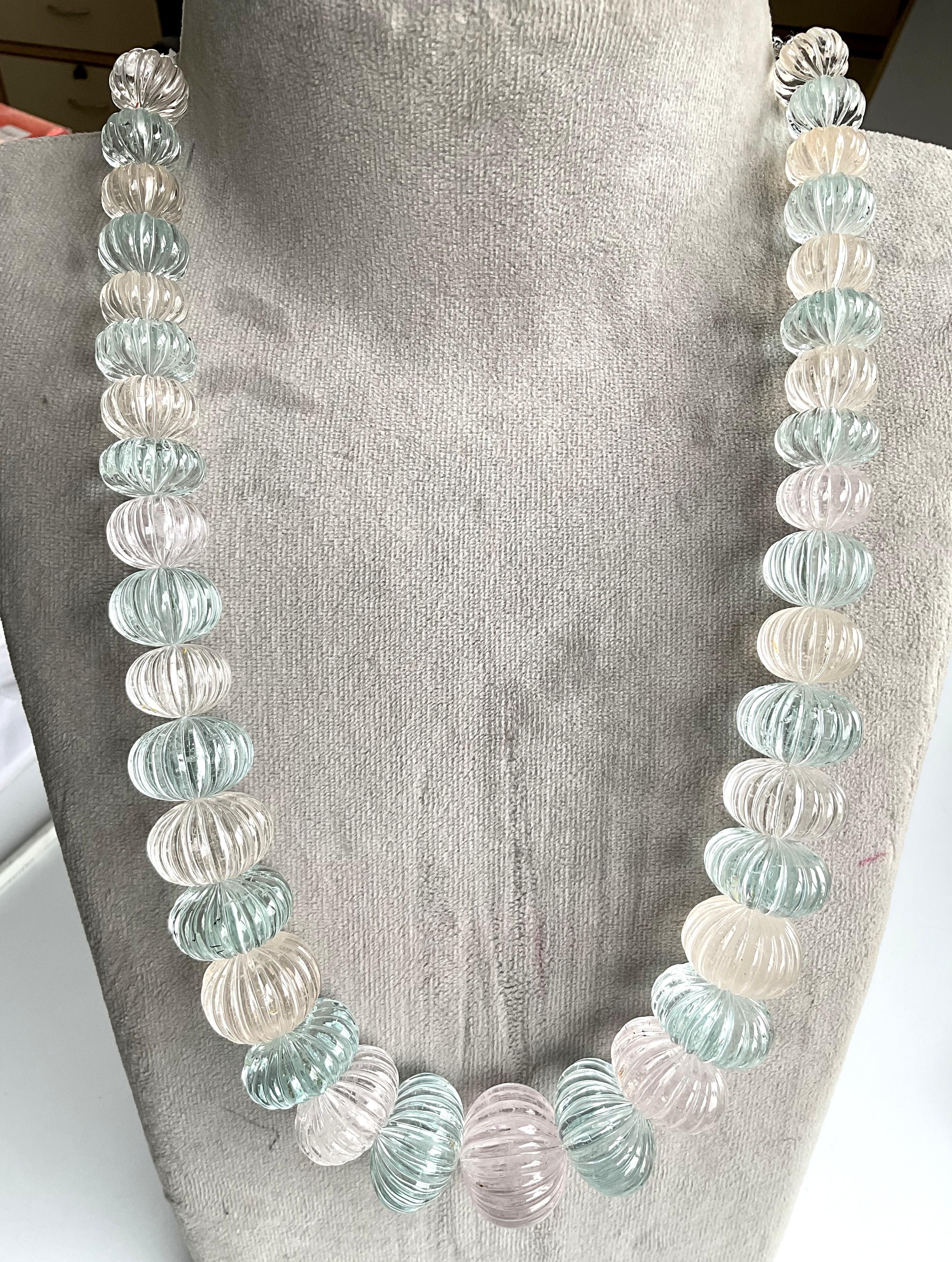 Aquamarine & Morganite Carved Melon Necklace For Fine Jewelry Gem

Gemstone - Aquamarine & Morganite
Weight: 1768.53Carats
Size: 16x28 MM
Strand - 1
