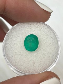 1.76ct 8.6x7.6 Chunky Medium Green Colombian Emerald - Oval Cut Gemstone