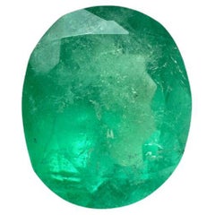 Émeraude colombienne verte de taille ovale de 1,76 ct 8,6 x 7,6, épaisse taille moyenne