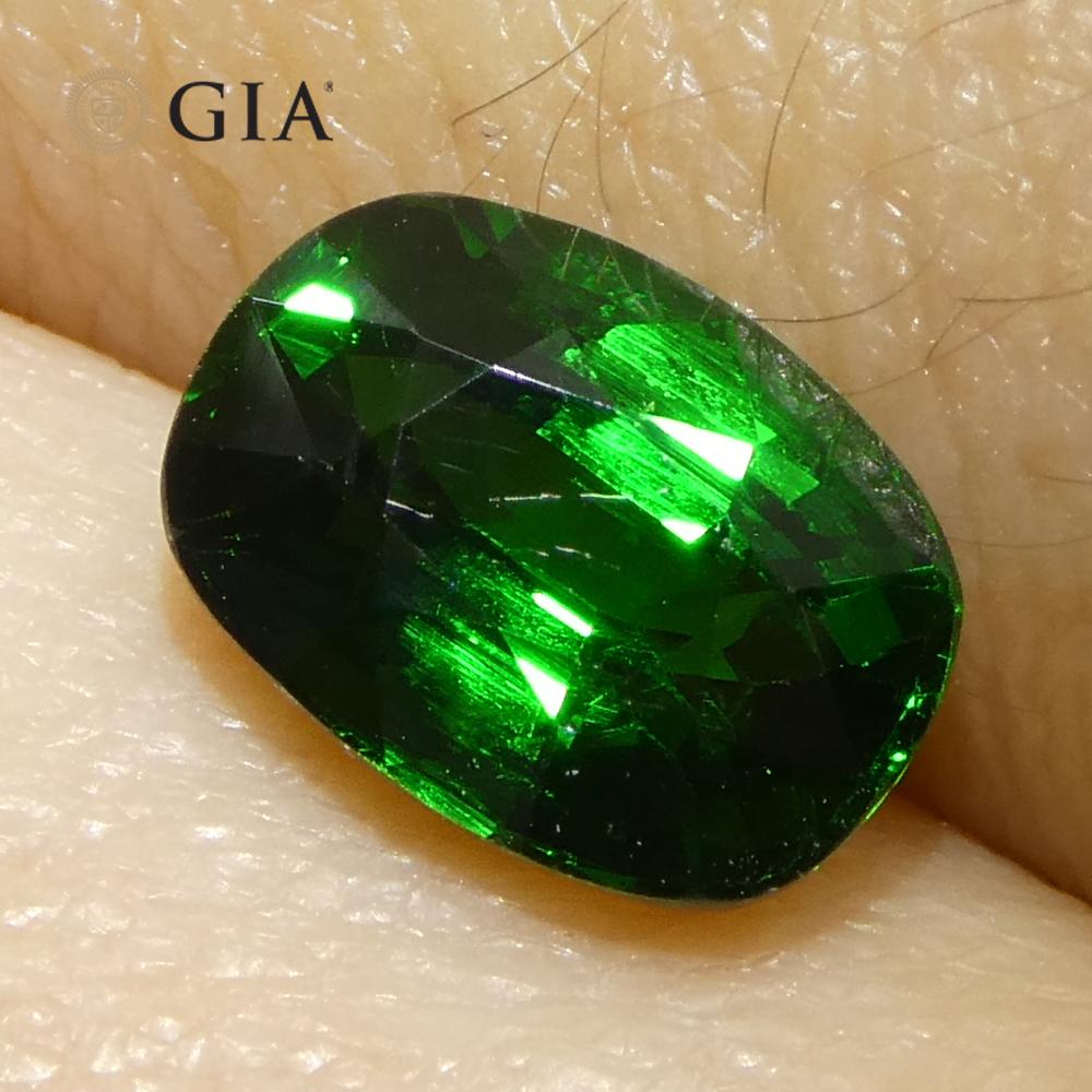 1.76ct Cushion Green Tsavorite Garnet GIA Certified For Sale 7