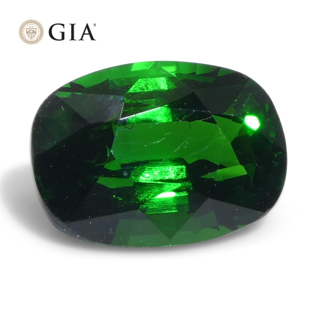 1.76ct Cushion Green Tsavorite Garnet GIA Certified For Sale 1