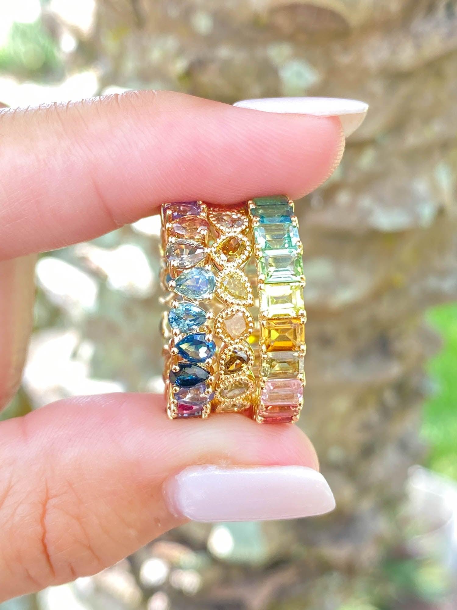 1.76ct Natural Fancy Color Diamond Full Eternity Band 14K Gold R6572 For Sale 1