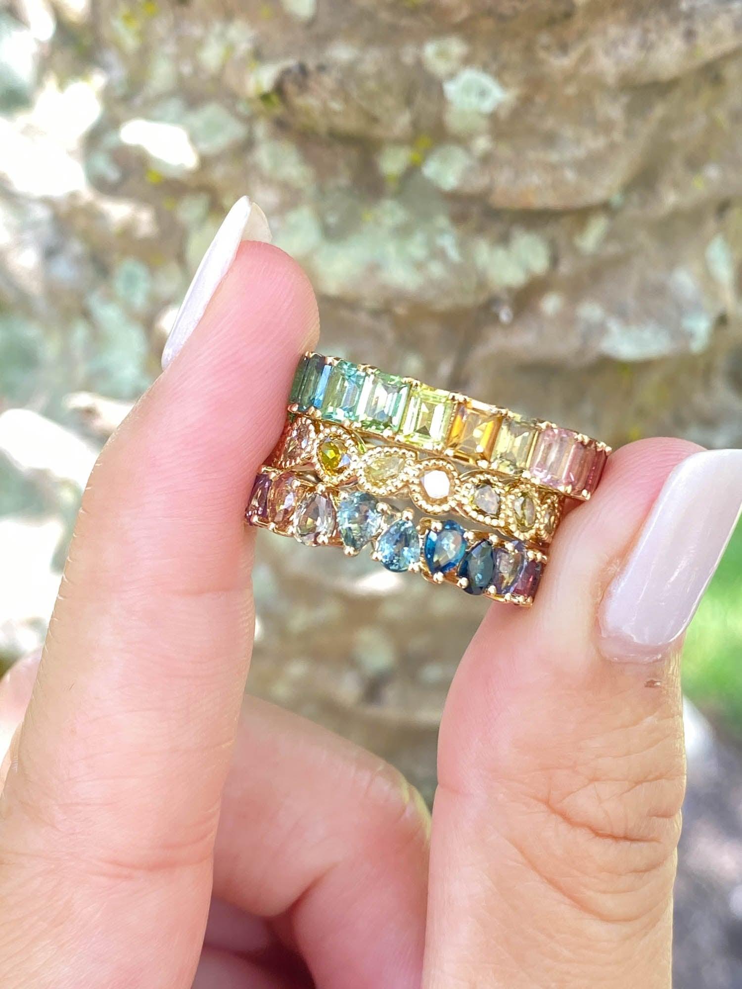 1.76ct Natural Fancy Color Diamond Full Eternity Band 14K Gold R6572 For Sale 2