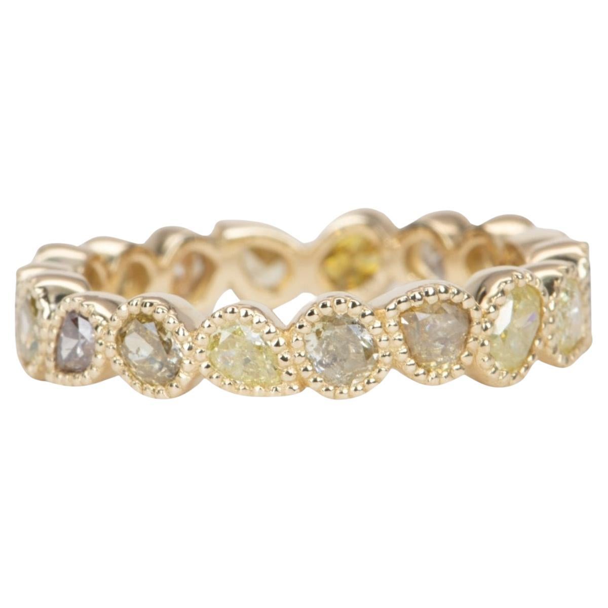 1.76ct Natural Fancy Color Diamond Full Eternity Band 14K Gold R6572 For Sale