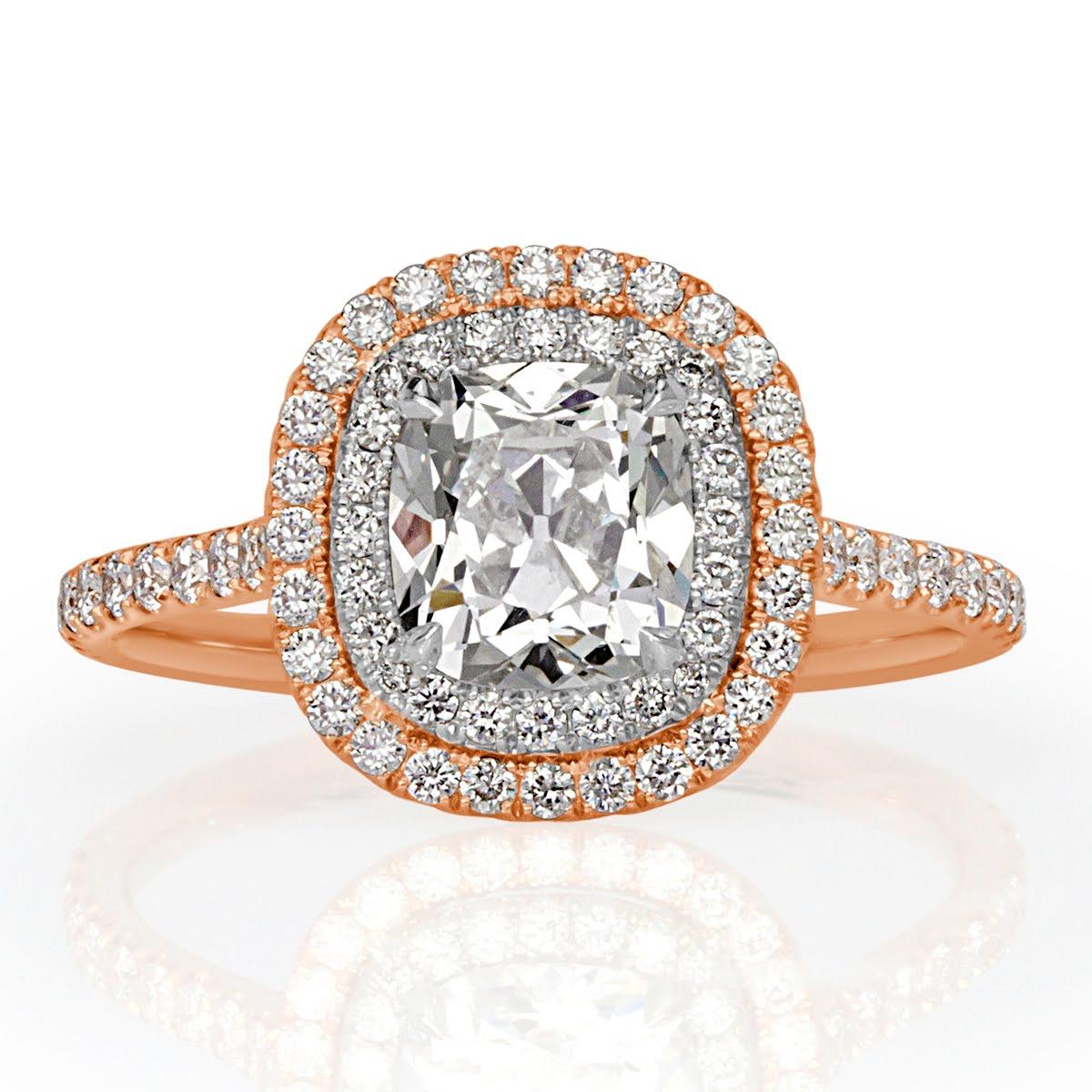 1.76ct Old Mine Cut Diamond Engagement Ring For Sale