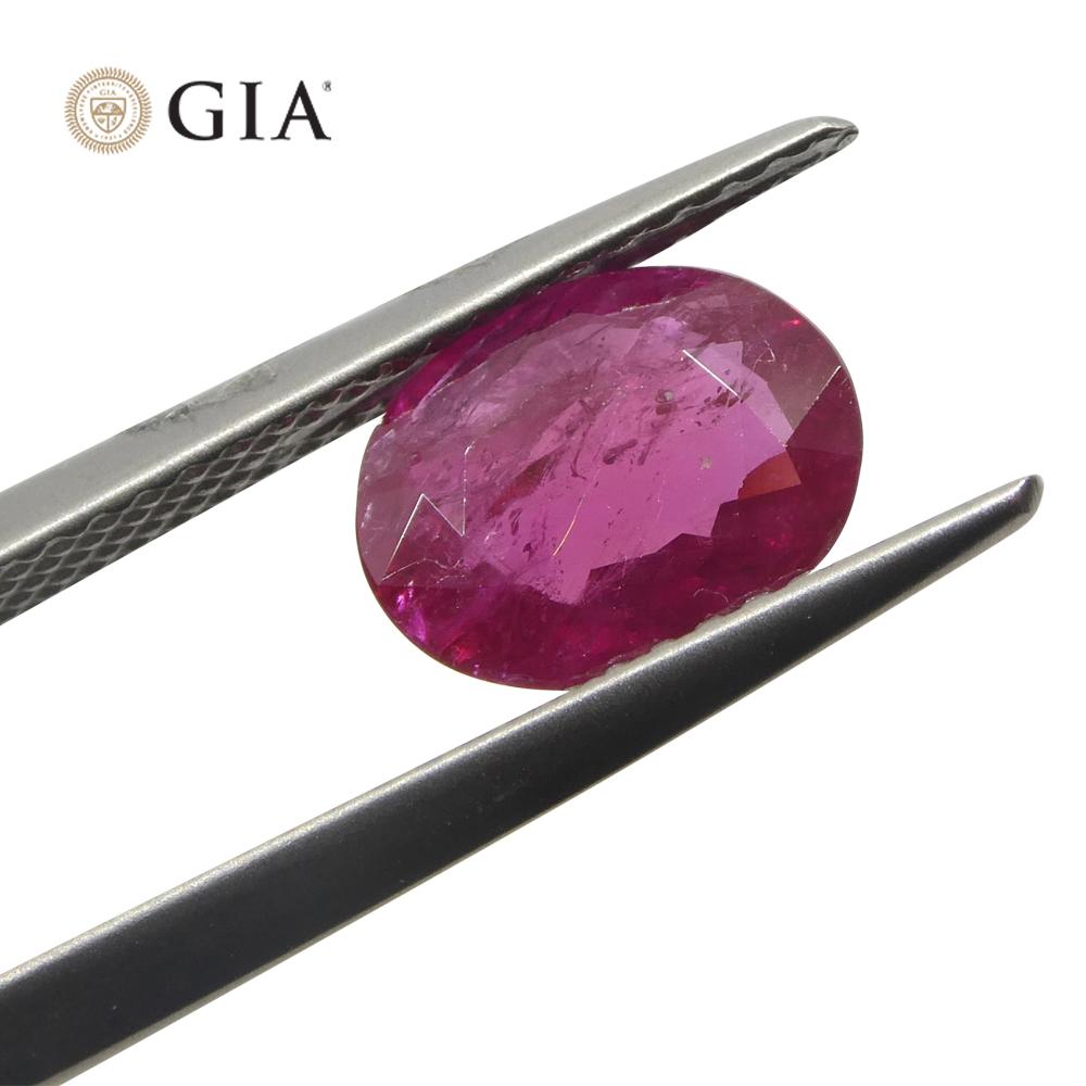 1.76ct Oval Purplish Red Ruby GIA Certified Mozambique   For Sale 9