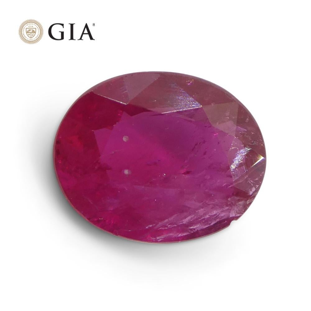 1.76ct Oval Purplish Red Ruby GIA Certified Mozambique   For Sale 1