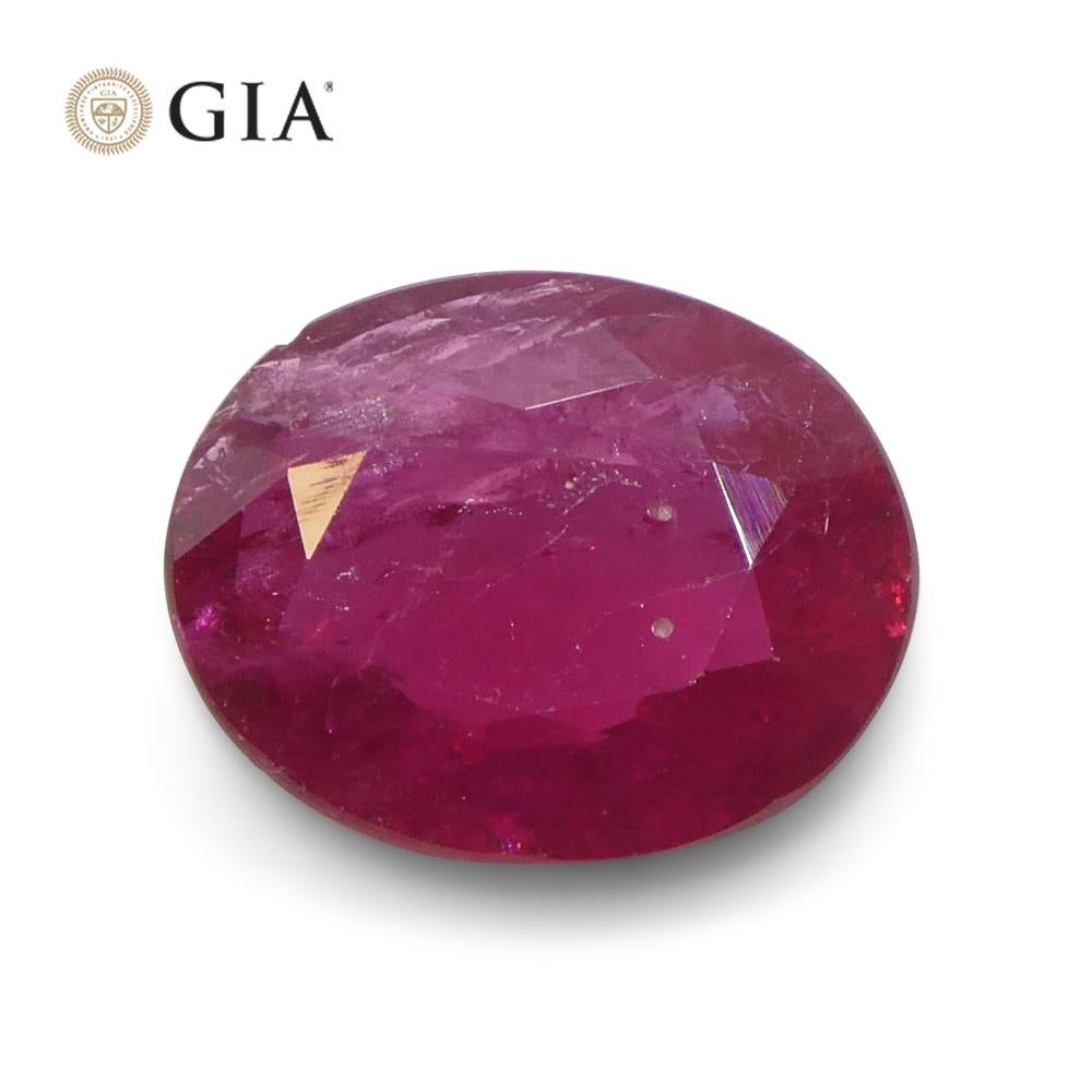 1.76ct Oval Purplish Red Ruby GIA Certified Mozambique   For Sale 2