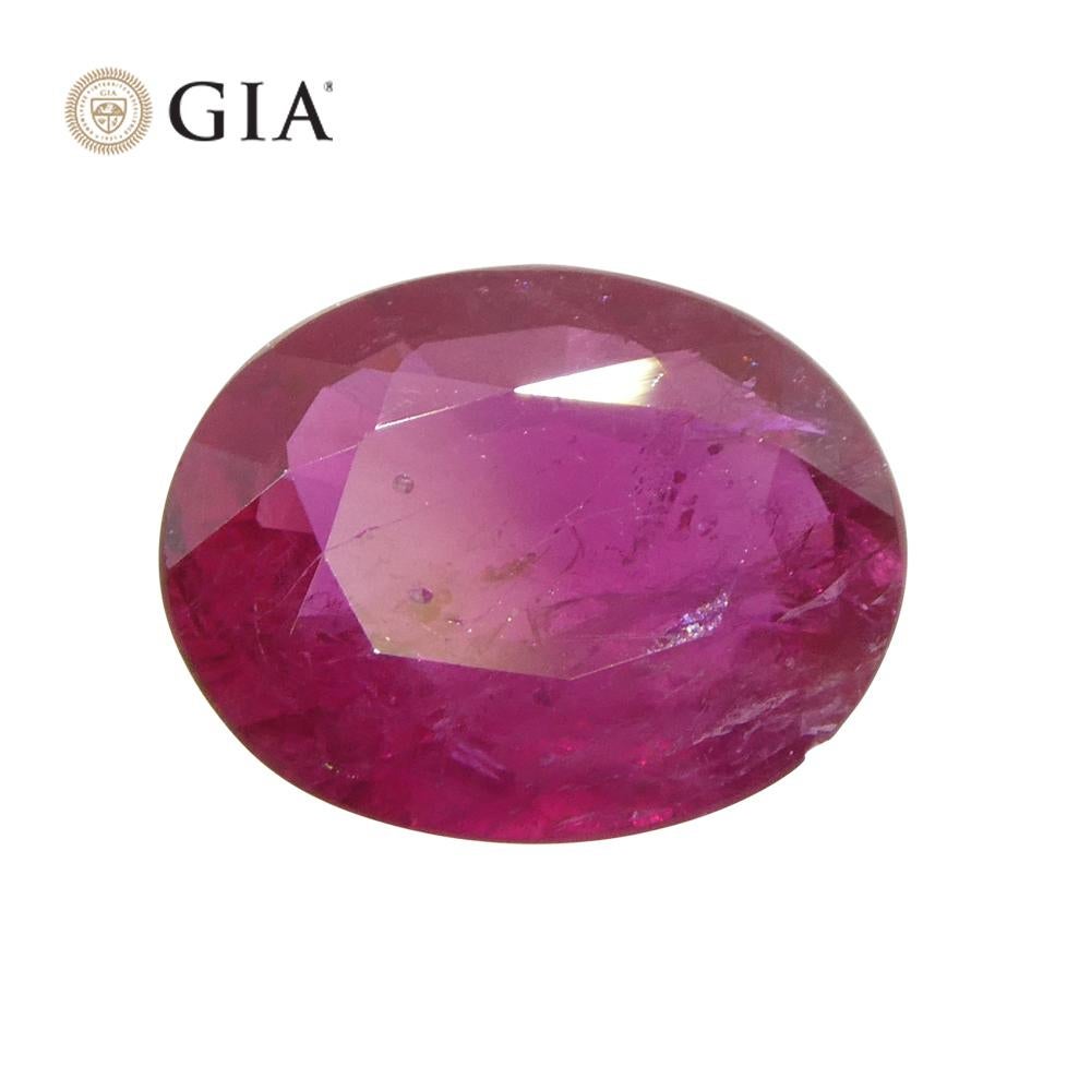 1.76ct Oval Purplish Red Ruby GIA Certified Mozambique   For Sale 4
