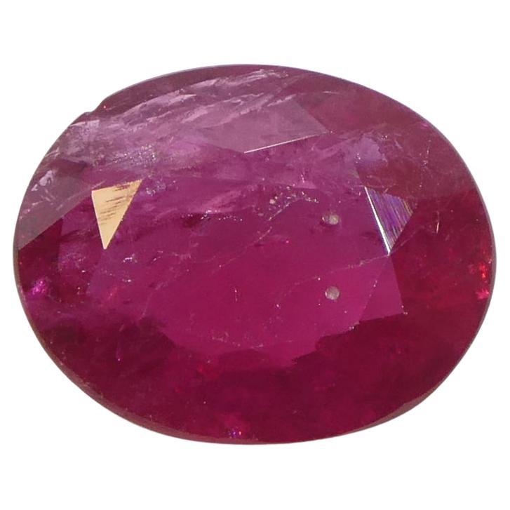 1.76ct Oval Purplish Red Ruby GIA Certified Mozambique  