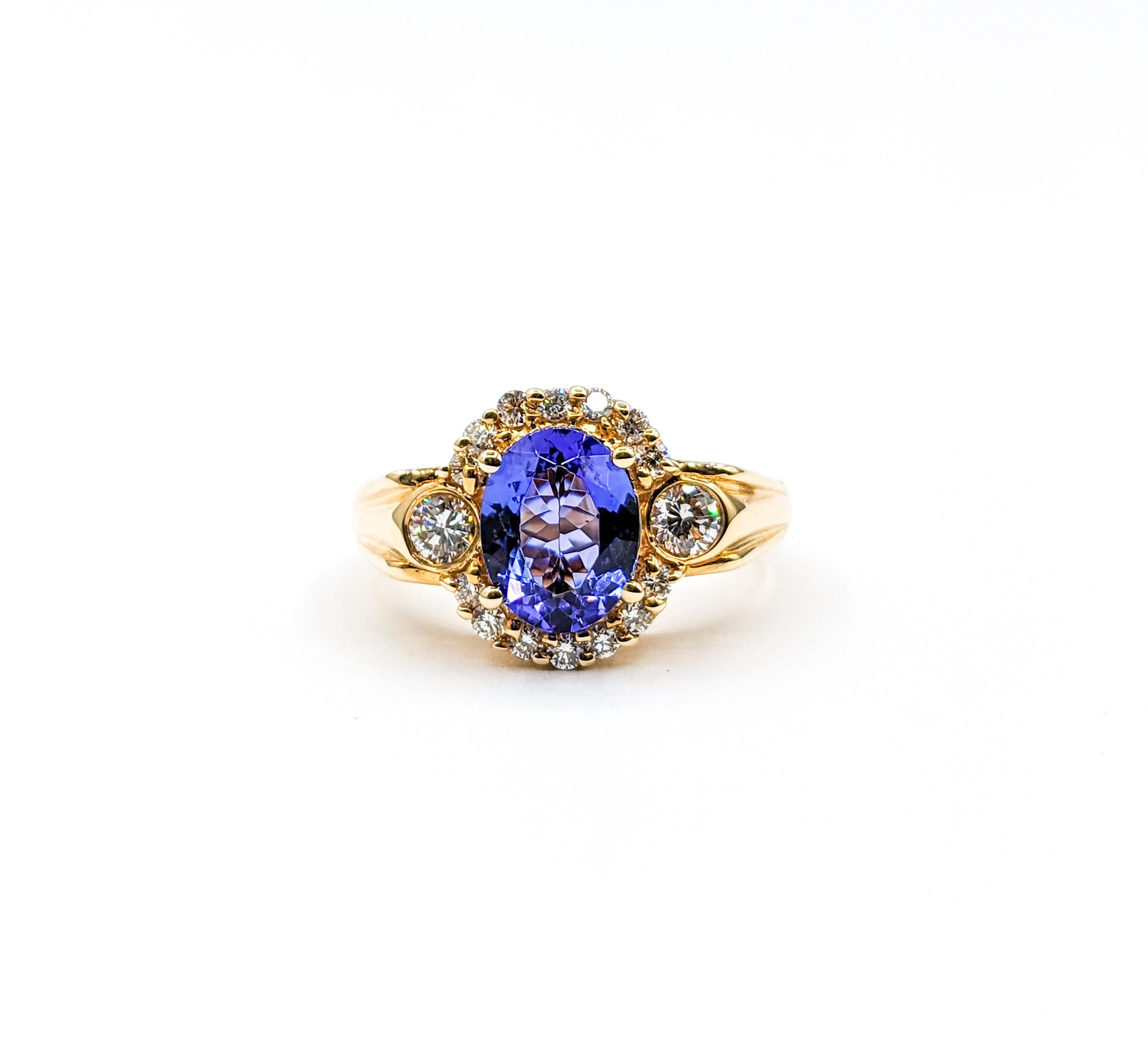 1.76ct Oval Tanzanite & Diamond Cocktail Ring For Sale 4