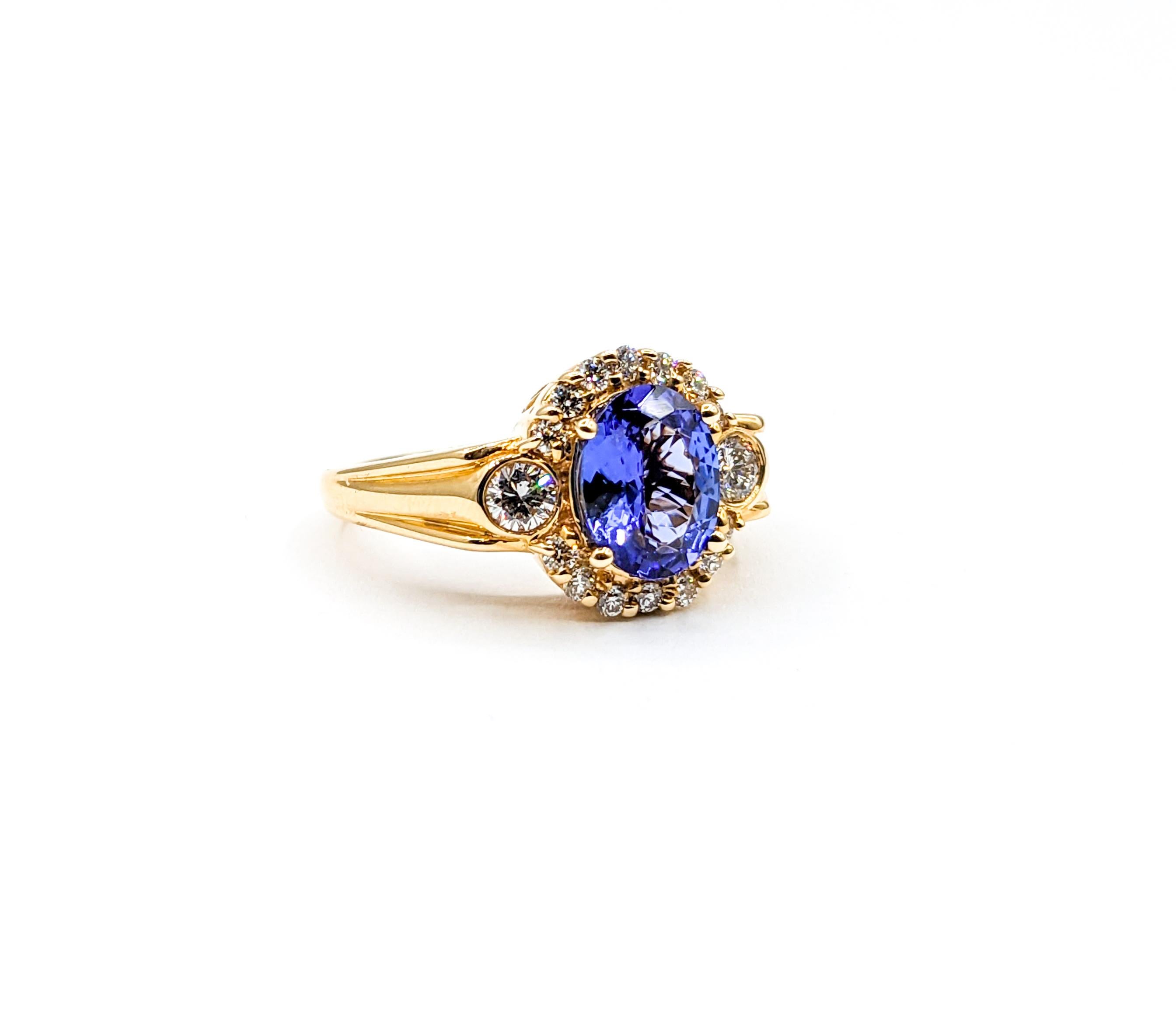 1.76ct Oval Tanzanite & Diamond Cocktail Ring For Sale 1