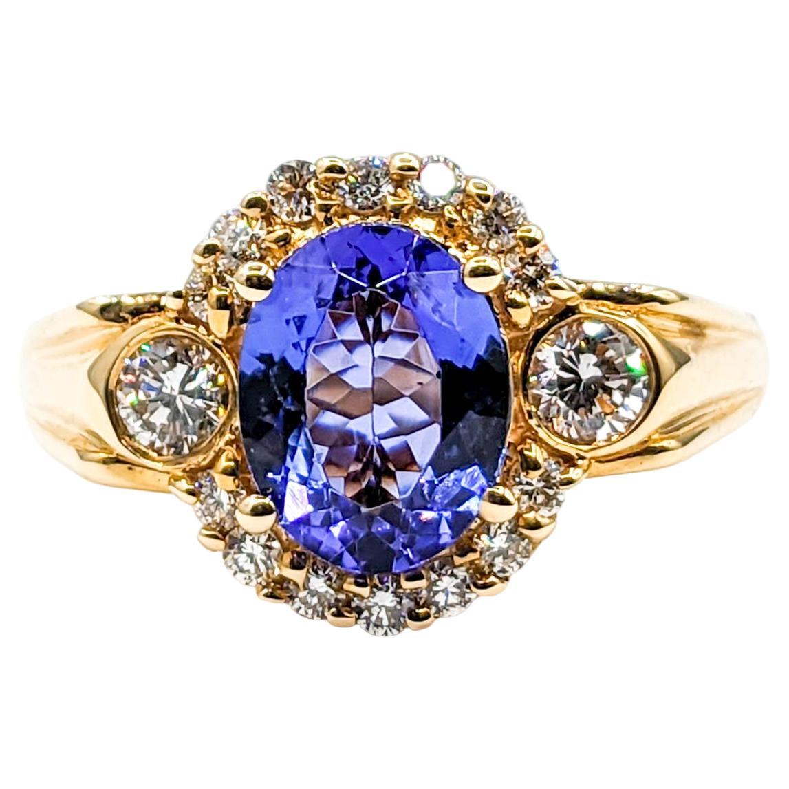 1.76ct Oval Tanzanite & Diamond Cocktail Ring For Sale