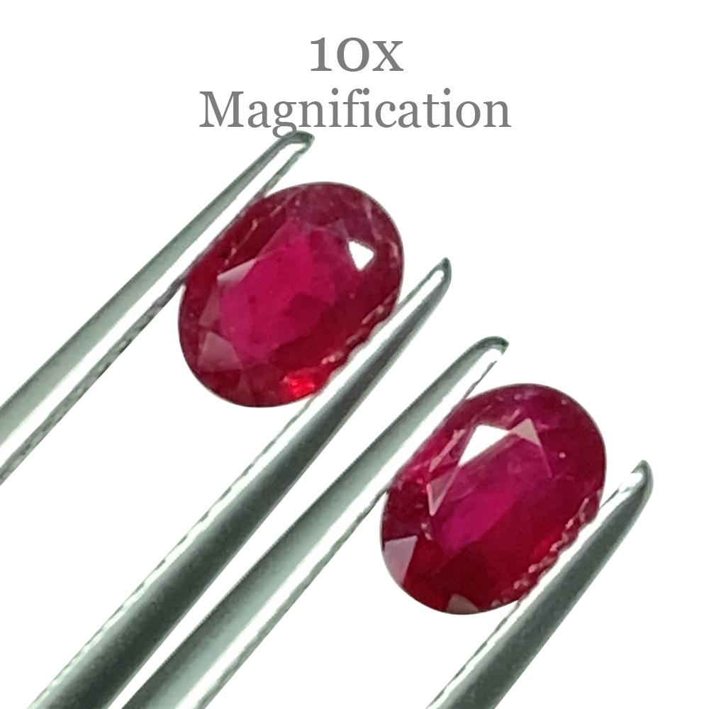 Brilliant Cut 1.76ct Pair Oval Red Ruby from Mozambique For Sale