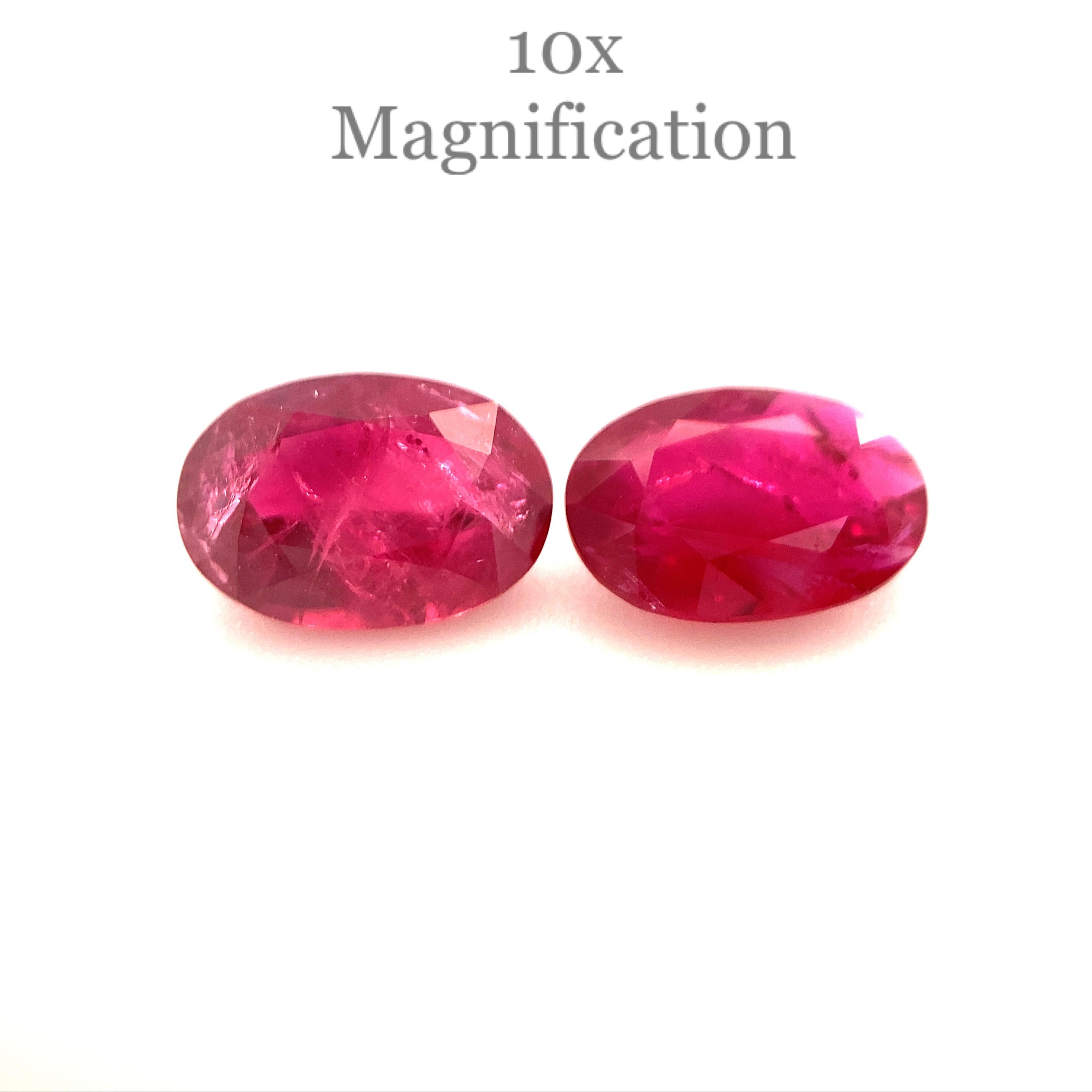 Women's or Men's 1.76ct Pair Oval Red Ruby from Mozambique For Sale