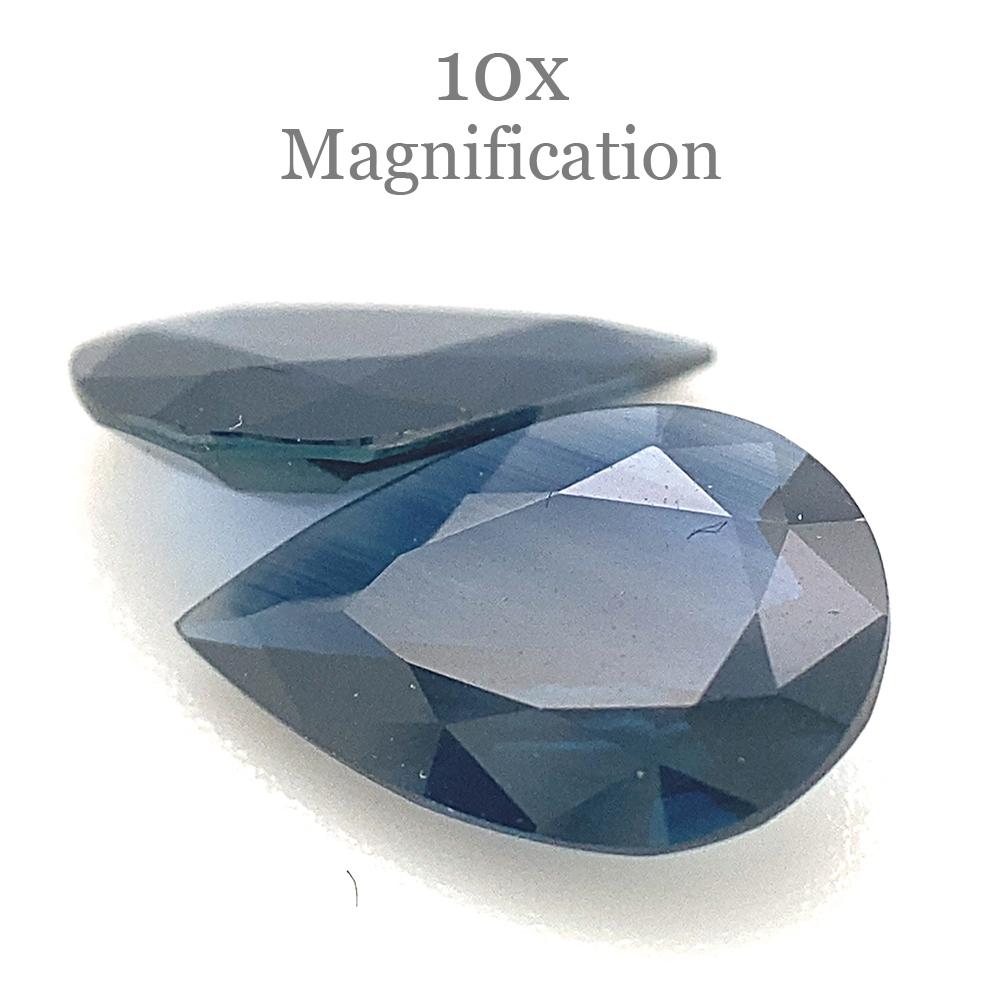 1.76ct Pair Pear Blue Sapphire from Thailand Unheated For Sale 9