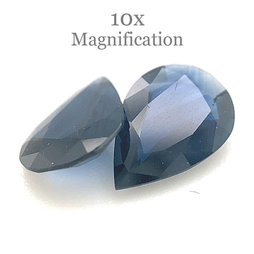 1.76ct Pair Pear Blue Sapphire from Thailand Unheated In New Condition For Sale In Toronto, Ontario