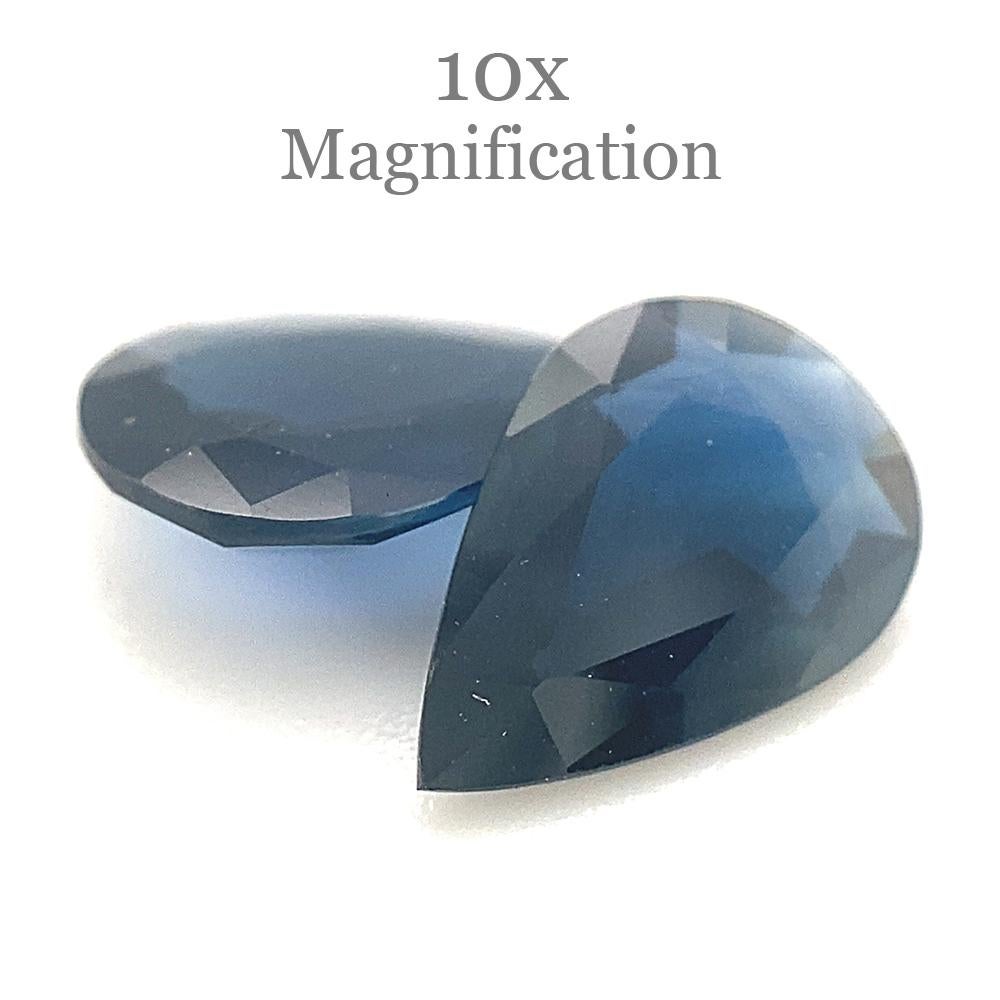 1.76ct Pair Pear Blue Sapphire from Thailand Unheated For Sale 1