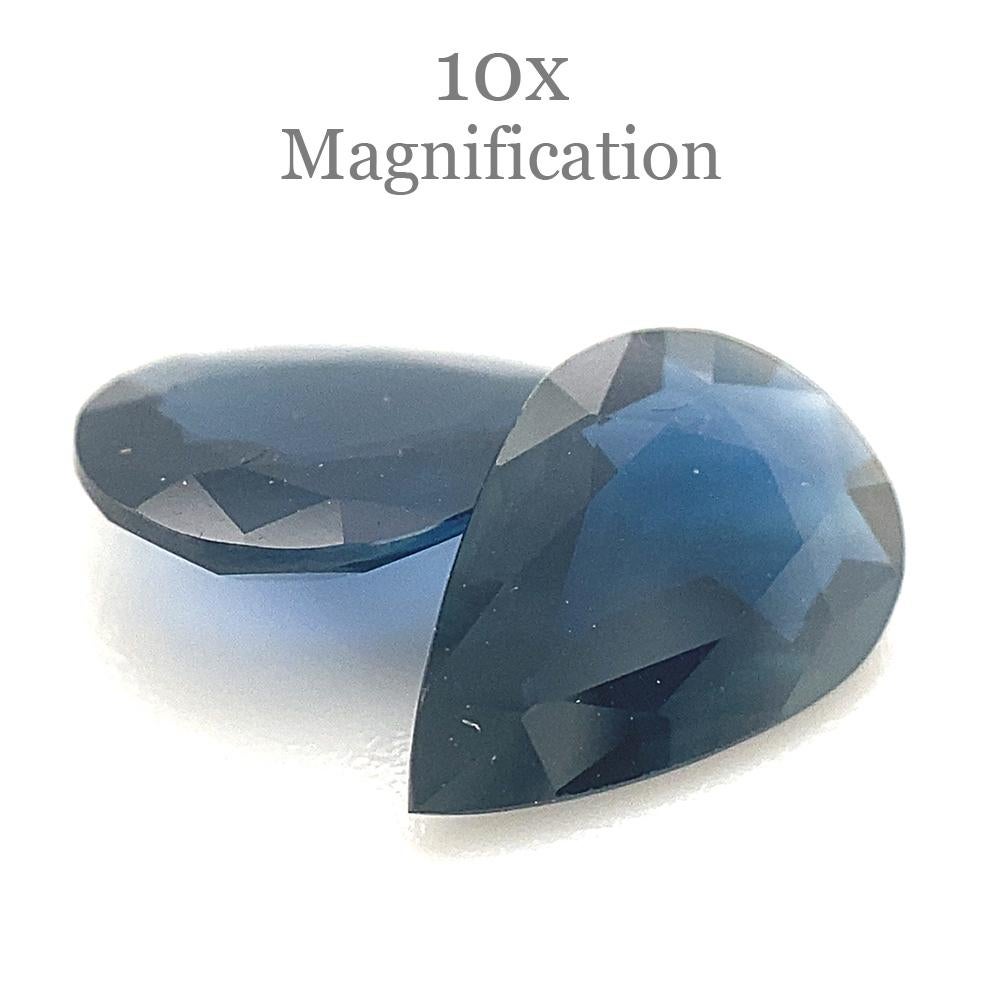 1.76ct Pair Pear Blue Sapphire from Thailand Unheated For Sale 2