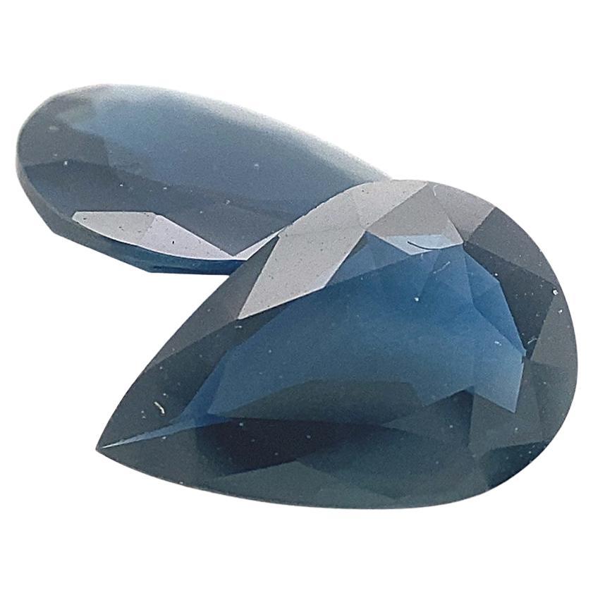 1.76ct Pair Pear Blue Sapphire from Thailand Unheated For Sale