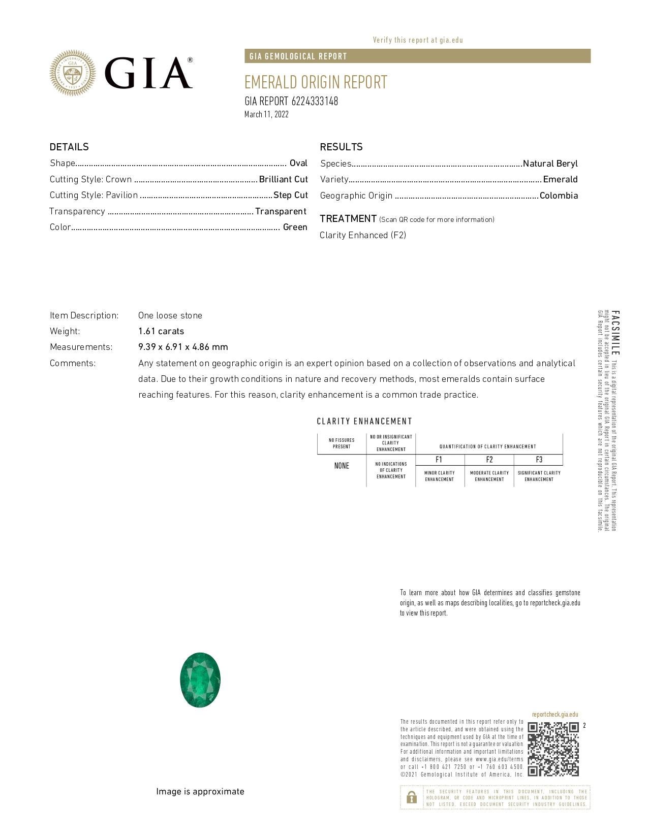 1.76ctw Oval Emerald Diamond Ring Platinum 18k Gold Engagement Size 4.75 For Sale 5