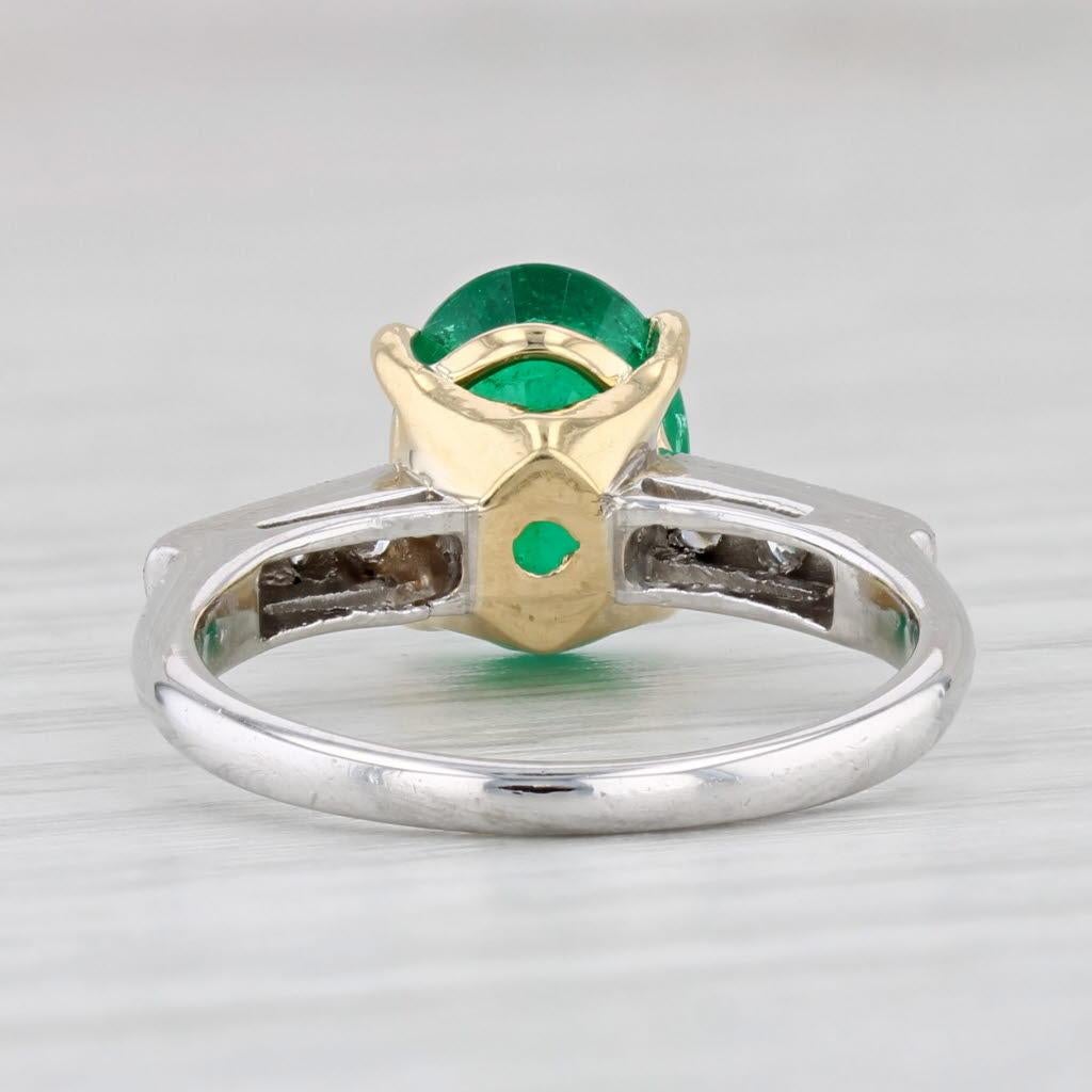 1.76ctw Oval Emerald Diamond Ring Platinum 18k Gold Engagement Size 4.75 Pour femmes en vente