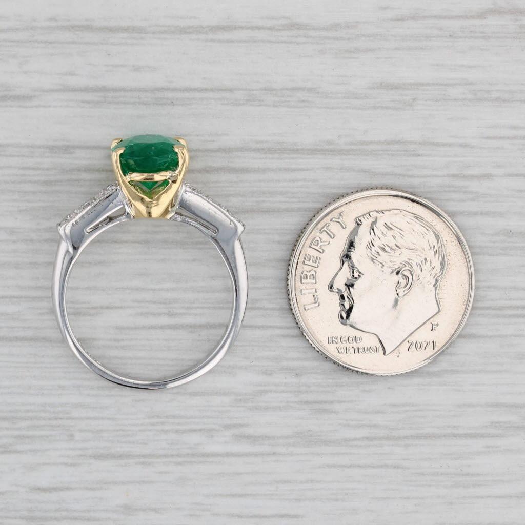 1.76ctw Oval Emerald Diamond Ring Platinum 18k Gold Engagement Size 4.75 For Sale 4