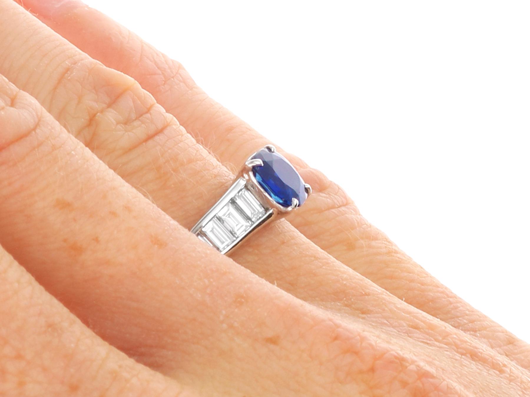 Zafiro basáltico de 1,77 quilates Diamante de 0,76 quilates, Anillo de platino Circa 1990 en venta 6