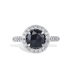 Bague en or blanc pavé de diamants noirs de 1,77 carat