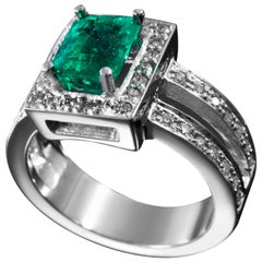 1.77 Carat Colombian Emerald and Diamond Ring