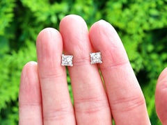 1.77 Carat Diamond and Platinum Stud Earrings