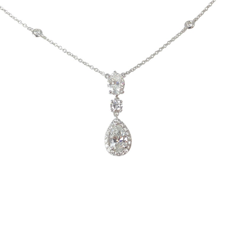 1.77 Carat Diamond Three-Tier Pendant in 18 Karat White Gold For Sale ...