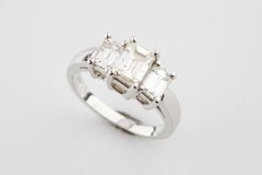 1.77 Carat Emerald Cut Diamond 3-Stone 14 Karat White Gold Engagement Ring