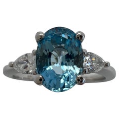 1.77 Carat Fine Santa Maria Blue Aquamarine & Diamond 18k White Gold Oval Ring