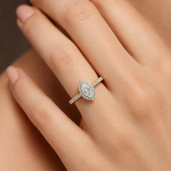1.77 Carat Marquise Diamond Halo Engagement Ring in 14k Yellow Gold