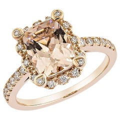 1.77 Carat Morganite Fancy Ring in 18Karat Rose Gold with White Diamond.   