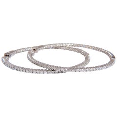 1.77 Carat Natural Round Brilliant In/Out Diamond Hoop Earrings 14 Karat g/vs*
