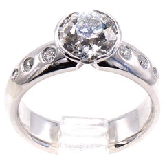 1.77 Carat Old European Cut Certified Diamond Palladium Engagement Ring